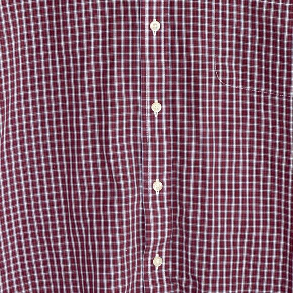Stafford Maroon & Blue Checkered Button Down Regular Fit Shirt, Large, Pre-owned - Picture 4 of 6